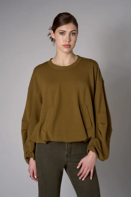 Shirred Hem Sweatshirt
